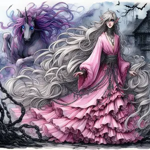 quaraun-pink-necromancer-and-unicorn-Designer - 2024-04-
