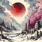 Beneath a crimson sky, the silk weaver wove pink silk.