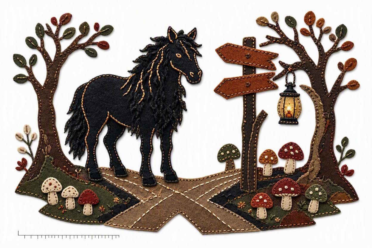 BoomFuzzy-scottish-phooka-faerie-kelpie-form-Wendy-C-Allen-felt-embroidery-art-demon-at-crossroads2