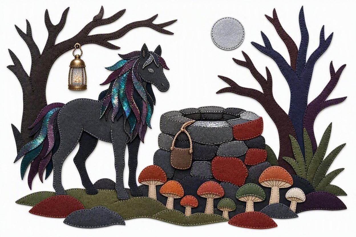 BoomFuzzy-scottish-phooka-faerie-kelpie-form-Wendy-C-Allen-felt-embroidery-art