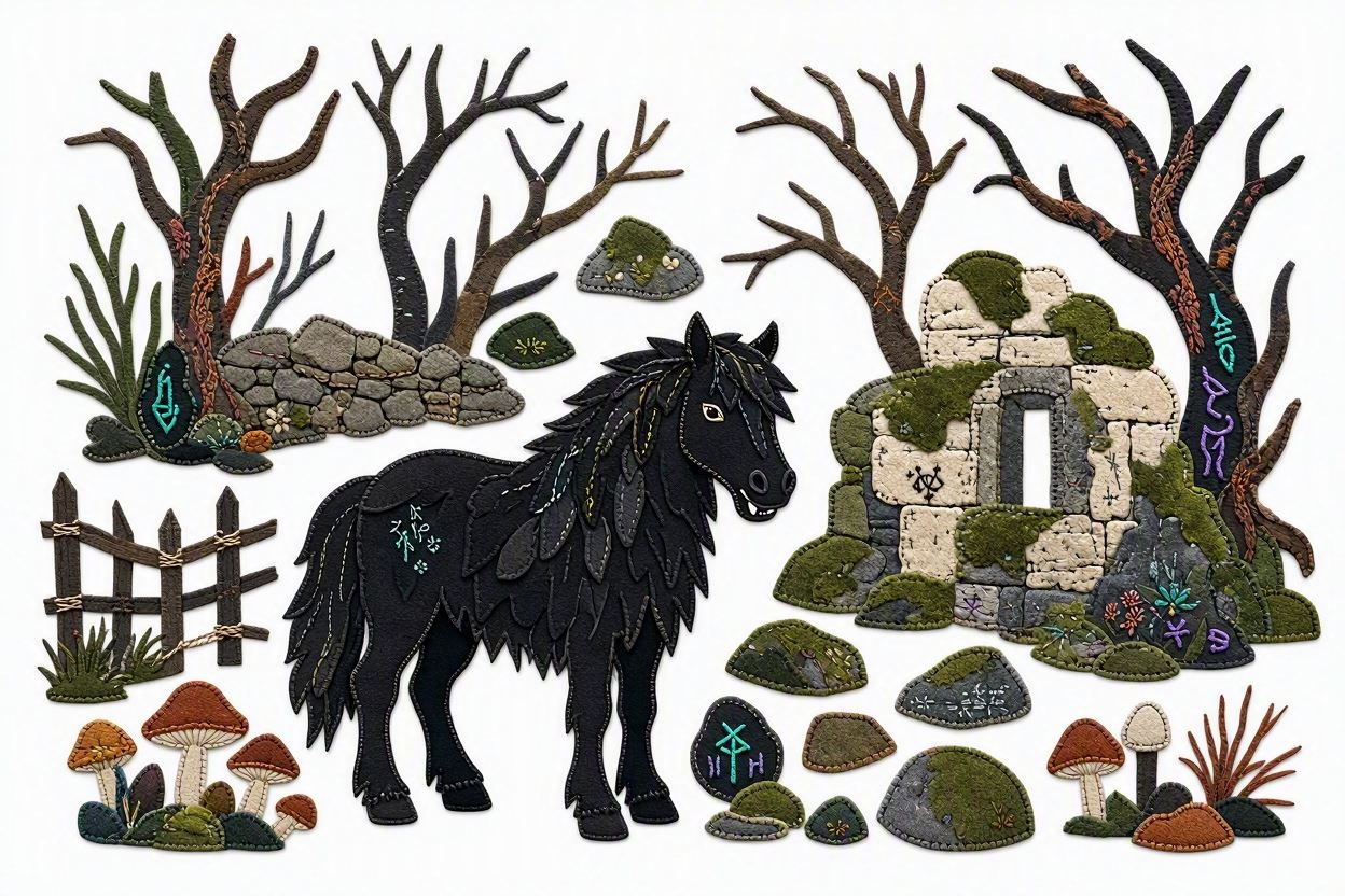 BoomFuzzy-scottish-phooka-faerie-kelpie-form-Wendy-C-Allen-felt-embroidery-art21