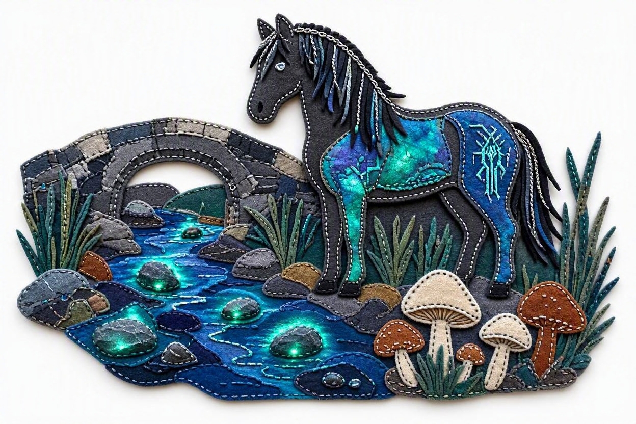 BoomFuzzy-scottish-phooka-faerie-kelpie-form-Wendy-C-Allen-felt-embroidery-art34