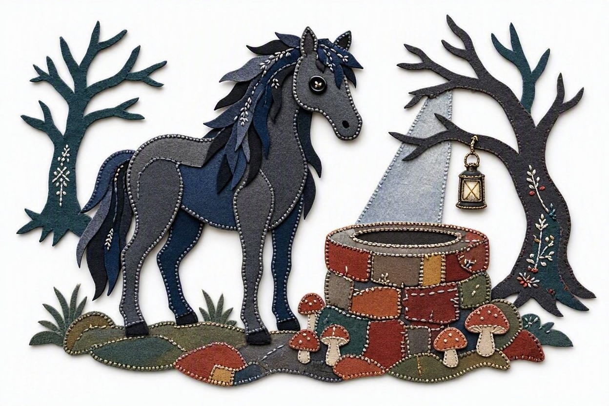 BoomFuzzy-scottish-phooka-faerie-kelpie-form-Wendy-C-Allen-felt-embroidery-art8