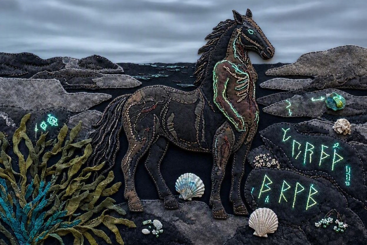 BoomFuzzy-scottish-phooka-faerie-nuckalavee-form-Wendy-C-Allen-felt-embroidery-art6