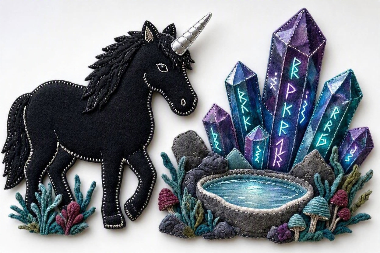 BoomFuzzy-scottish-phooka-faerie-unicorn2-form-Wendy-C-Allen-felt-embroidery-art