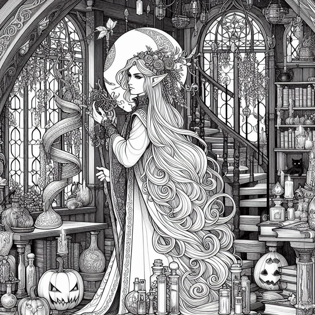 USEDQUARAUNwizard2-tower2-inside-potions-lab-colouringbook