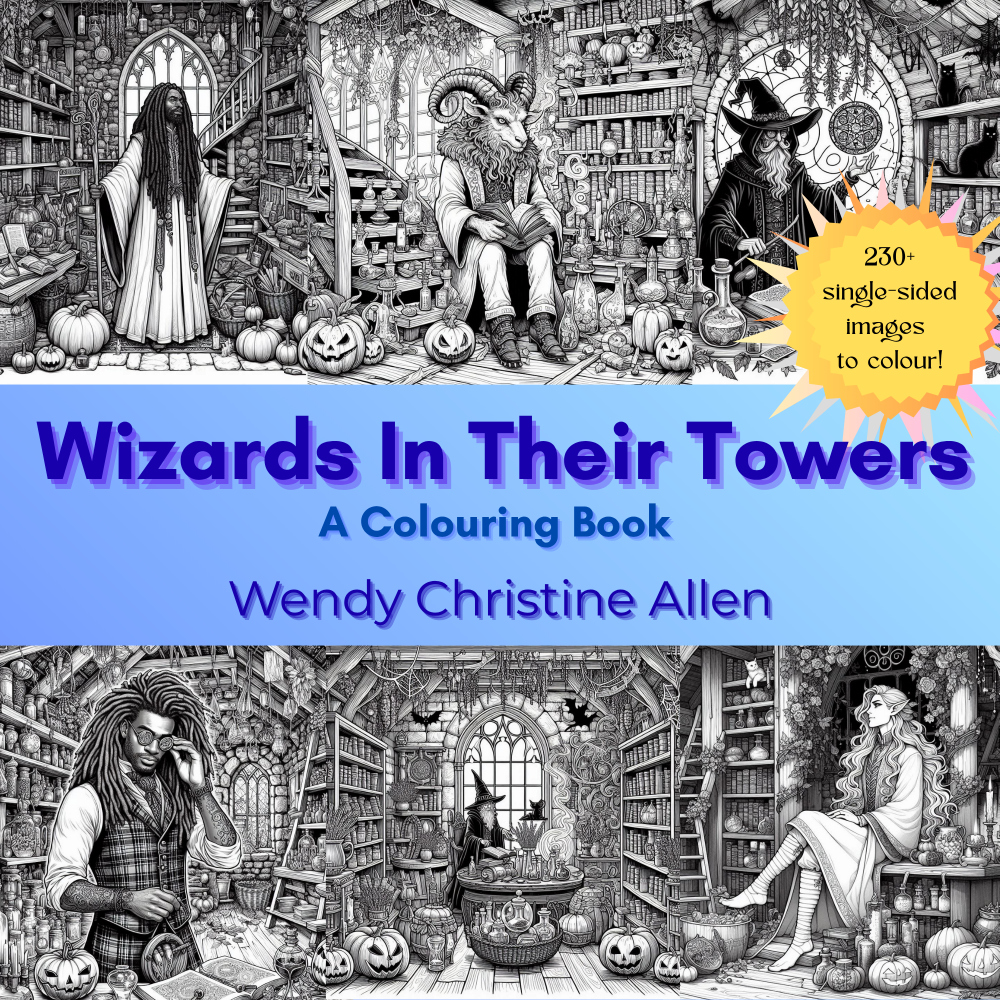WizardsInTheirTowers-colouringbook-cover2c