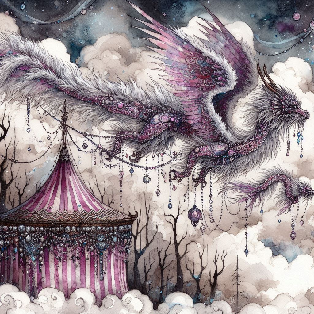 pink silk tent and boomfuzzy dragon form